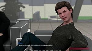 Chloe's private bedroom tryst unfolds in visual novel gameplay.