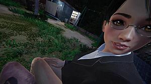 doa momiji ol strokes massive cock with expert handjob!