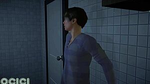 curvy fitness wife with big ass and tits gives blowjob while spied on in 3d hentai