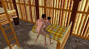 hung 3d top rams bottom's tight ass doggystyle creampie deep