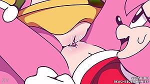 amy rose and amy grind wet pussies scissoring beachside as bunnies