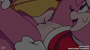 amy rose and amy grind wet pussies scissoring beachside as bunnies