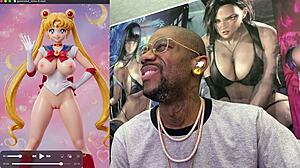 Usagi's tight pussy craves ebony bukkake licks