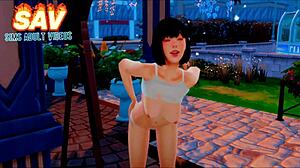 japanese girl moans wildly outdoors fingering pussy and licking cock