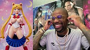 Usagi's tight pussy craves ebony bukkake licks