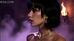 Two beautiful lesbians kiss moan passionately in AI animation