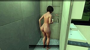 Girlfriend's big tits seduced in master quickie bath with monster cock cum