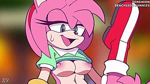 amy rose and amy grind wet pussies scissoring beachside as bunnies