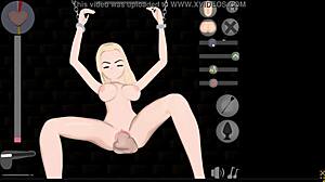 blonde gets chained for bondage play