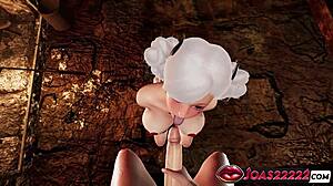 yuuko the succubus strokes and licks big dick for deepthroat