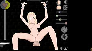 blonde gets chained for bondage play