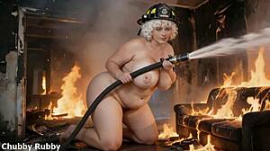 Chubby bbw uses anal enema on fire.
