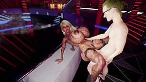 Big Fake Boobs Blonde Bimbo Gets Hard Fucked In Disco