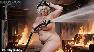Chubby bbw uses anal enema on fire.