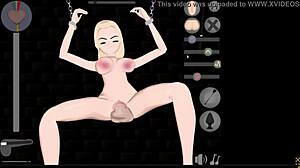 blonde gets chained for bondage play