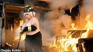 Chubby bbw uses anal enema on fire.