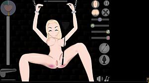blonde gets chained for bondage play