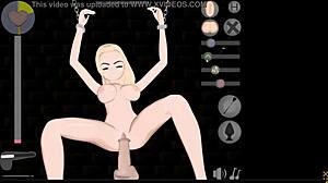 blonde gets chained for bondage play