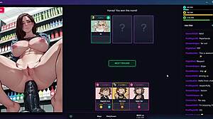 risky hentai handjob at mall during stream