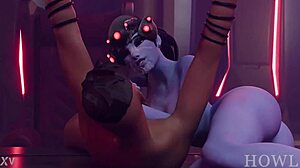 widowmaker gives a deep blowjob in animation