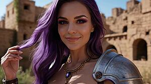purple sorceress casts a fuck spell with dripping pussy