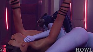 widowmaker gives a deep blowjob in animation