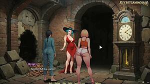 He gets a huge boner in front of four sexy girls from moonripple lake 07.