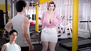 horny milf stepmom sucks stepsons big cock after workout