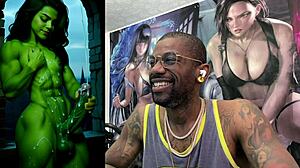 transgender she hulk cums hard while getting ass fucked by widowmaker