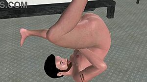Does this muscle stud finger his tight ass and eat cum?