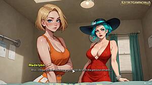 He gets a huge boner in front of four sexy girls from moonripple lake 07.