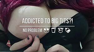 Hot chubby girl with big tits watching hentai while play with a bbc dildo