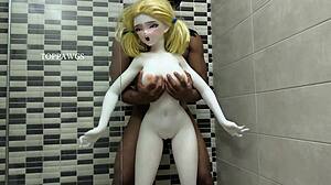 Bathroom to bedroom sex with anime doll