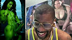 transgender she hulk cums hard while getting ass fucked by widowmaker