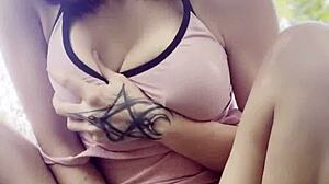 Hentai milf hides in backyard for sweaty fingerbang