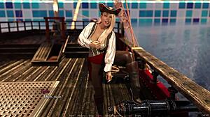 blonde busty pirate captain gets fucked on ship