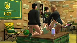 Step mom and daughter gangbanged at frat party with bukkake.
