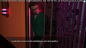 blue haired trans woman sucks cock in the closet