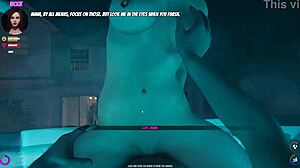 I invite her to hot tub and cum on her face in house party game vickie
