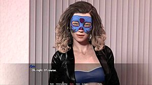 blue haired trans woman sucks cock in the closet
