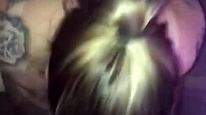 Blonde gives a hot cock suck and gets face covered