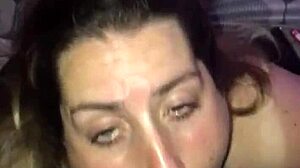 Blonde gives a hot cock suck and gets face covered