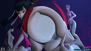 lesbian party girls use double dildo hard