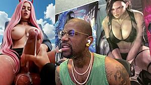 Long dick transgender imp deepthroats while jerking off