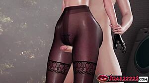Horny maid kikyo in bunny cosplay shows sensual thighjob in pantyhose