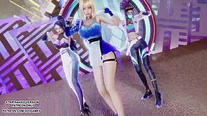 mmd kpop demon hunters golden ahri akali dance