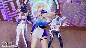 mmd kpop demon hunters golden ahri akali dance