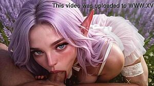elven girl with bouncy tits sucks and rides a big black cock