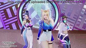 mmd kpop demon hunters golden ahri akali dance