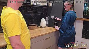 trying to make coffee but he fucked my ass and i squirted in his cup